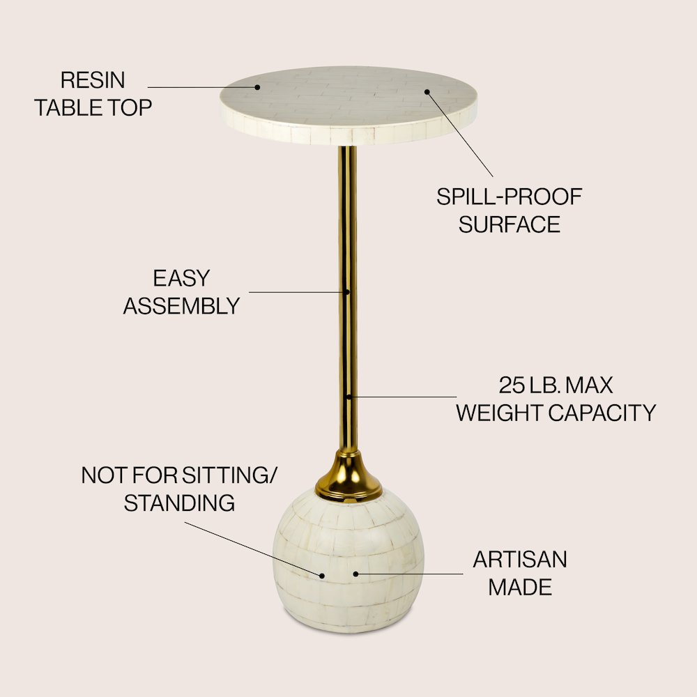 Evelyn Contemporary 26" Cream and Gold Round Drink Table. Picture 1