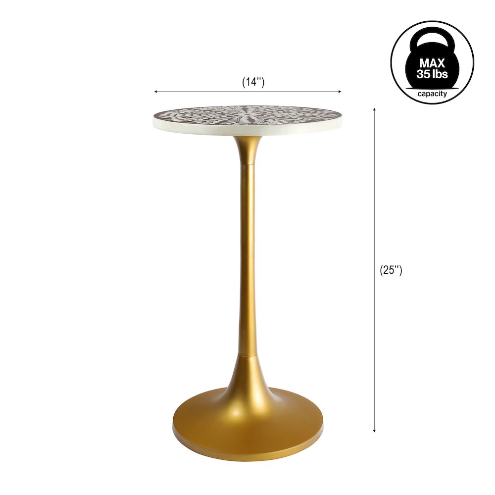 Nysha 25" Bohemian Round Accent Side Table. Picture 2