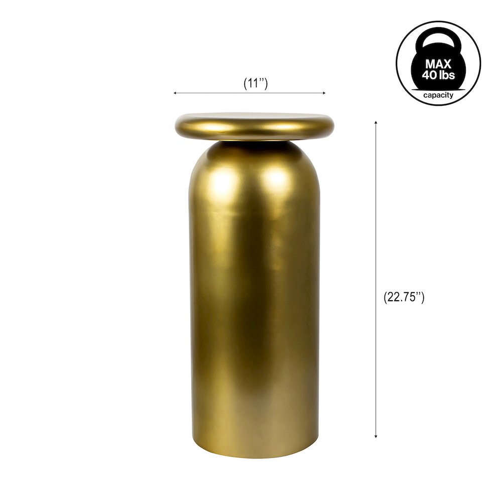 Miles Mid-Century Modern Metal Sleek Cylinder Drink Table. Picture 2