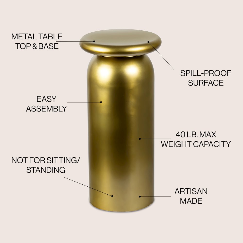 Miles Mid-Century Modern Metal Sleek Cylinder Drink Table. Picture 1