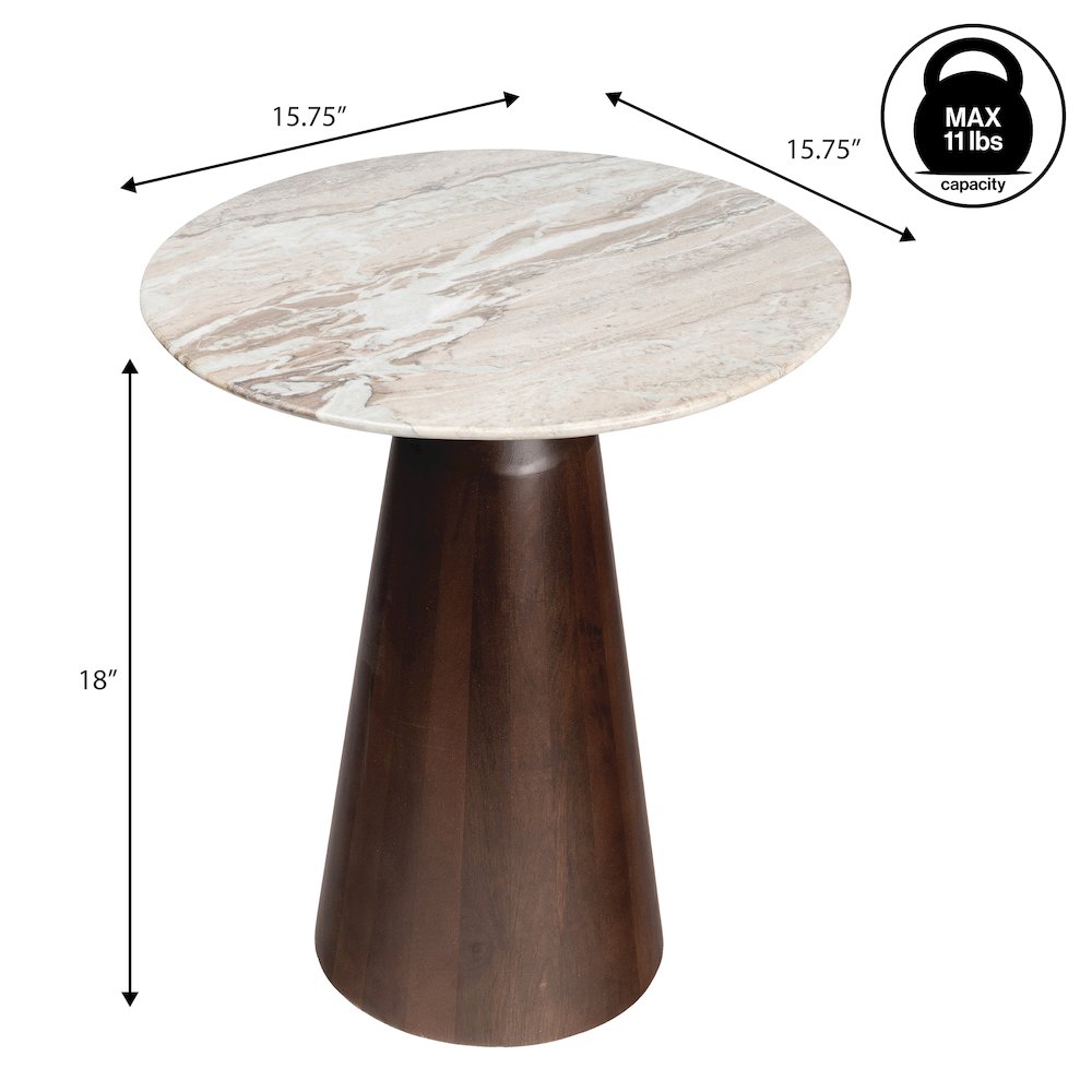 Kaito 18" Modern Round White Marble End Table. Picture 4