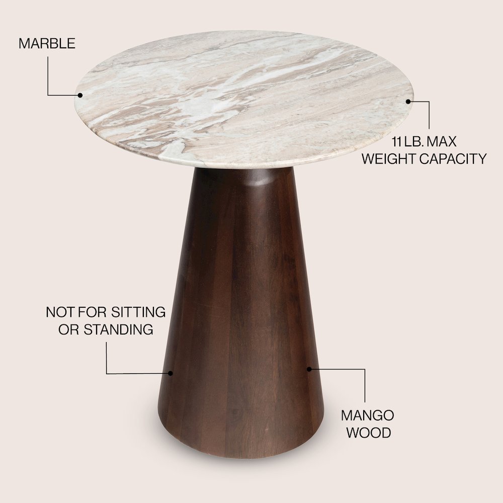 Kaito 18" Modern Round White Marble End Table. Picture 3