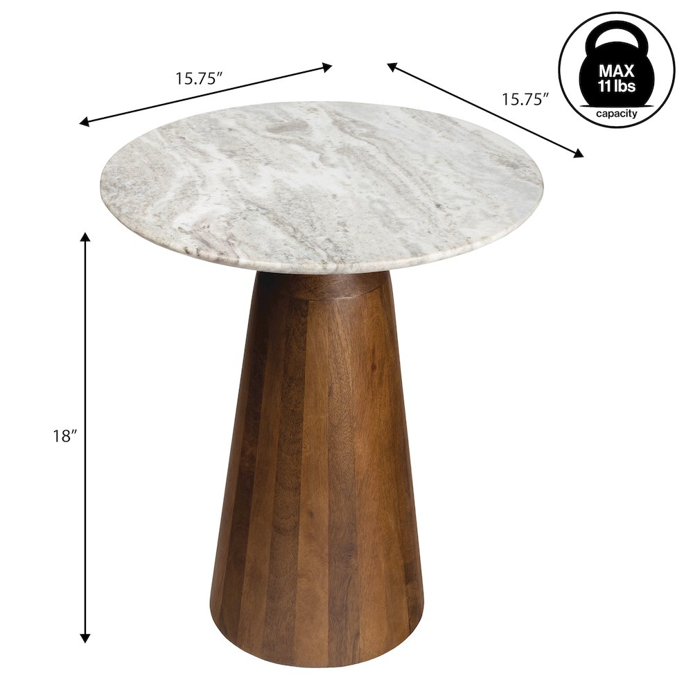 Kaito 18" Modern Round White Marble End Table. Picture 4