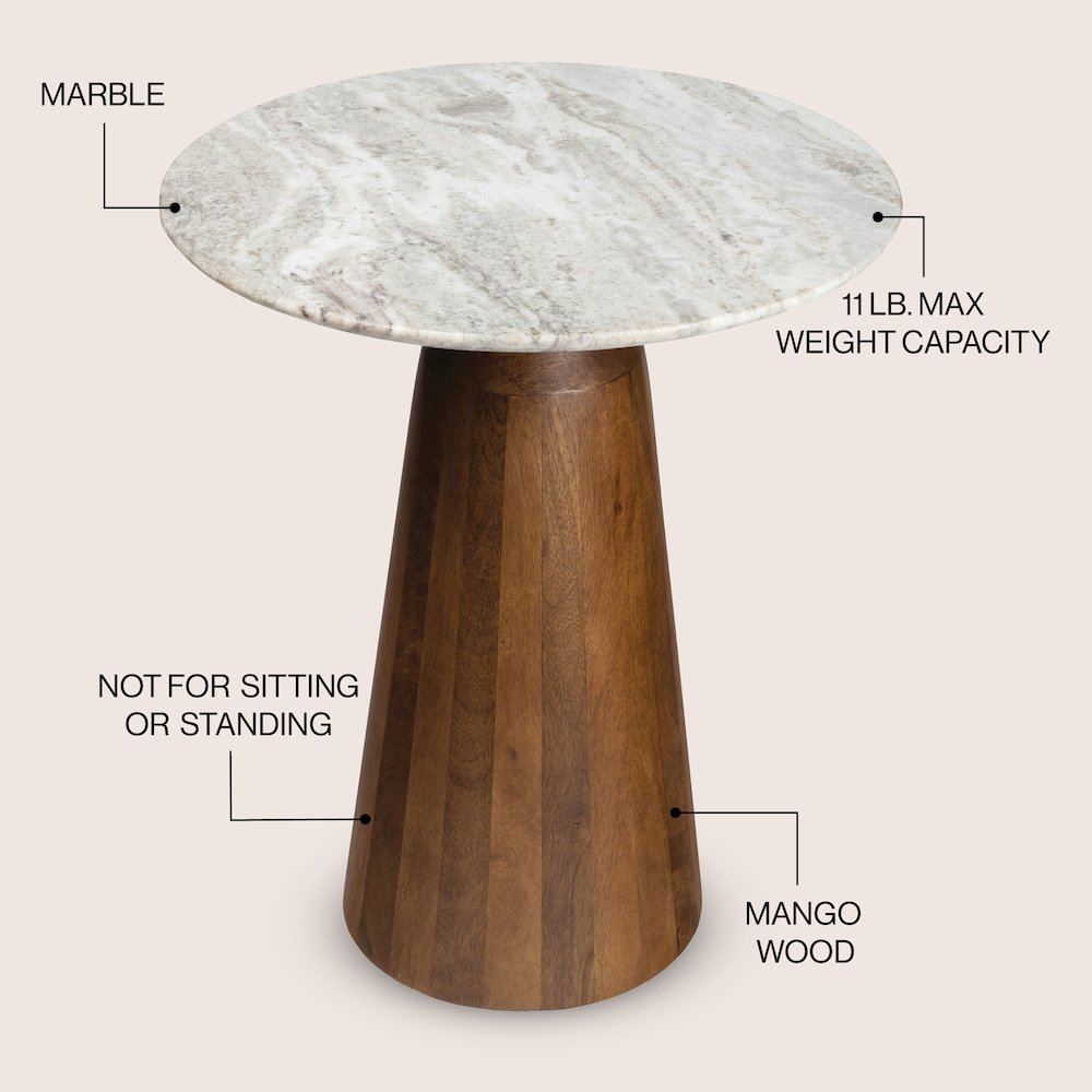 Kaito 18" Modern Round White Marble End Table. Picture 3
