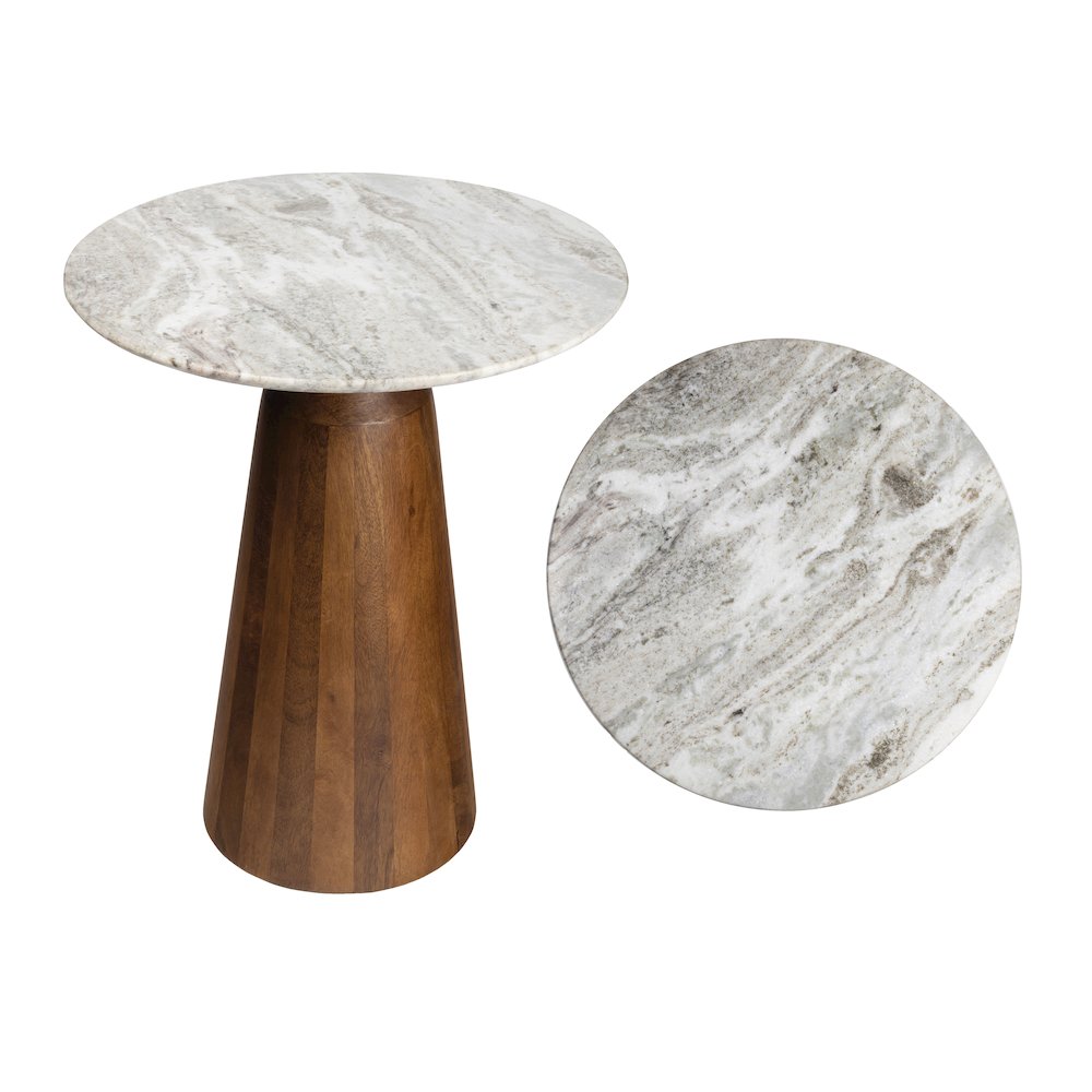 Kaito 18" Modern Round White Marble End Table. Picture 1