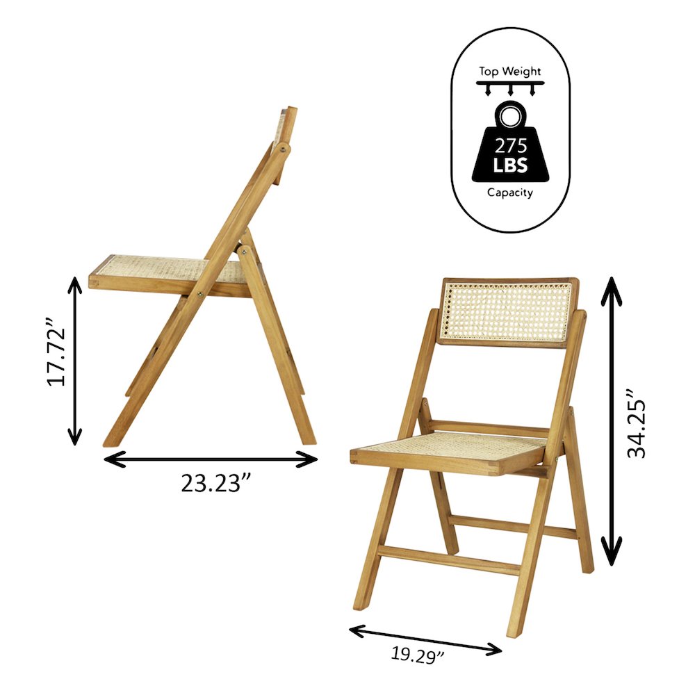 Theo Mid-Century Vintage Wood Rattan Folding Chair With Adjustable Back. Picture 4