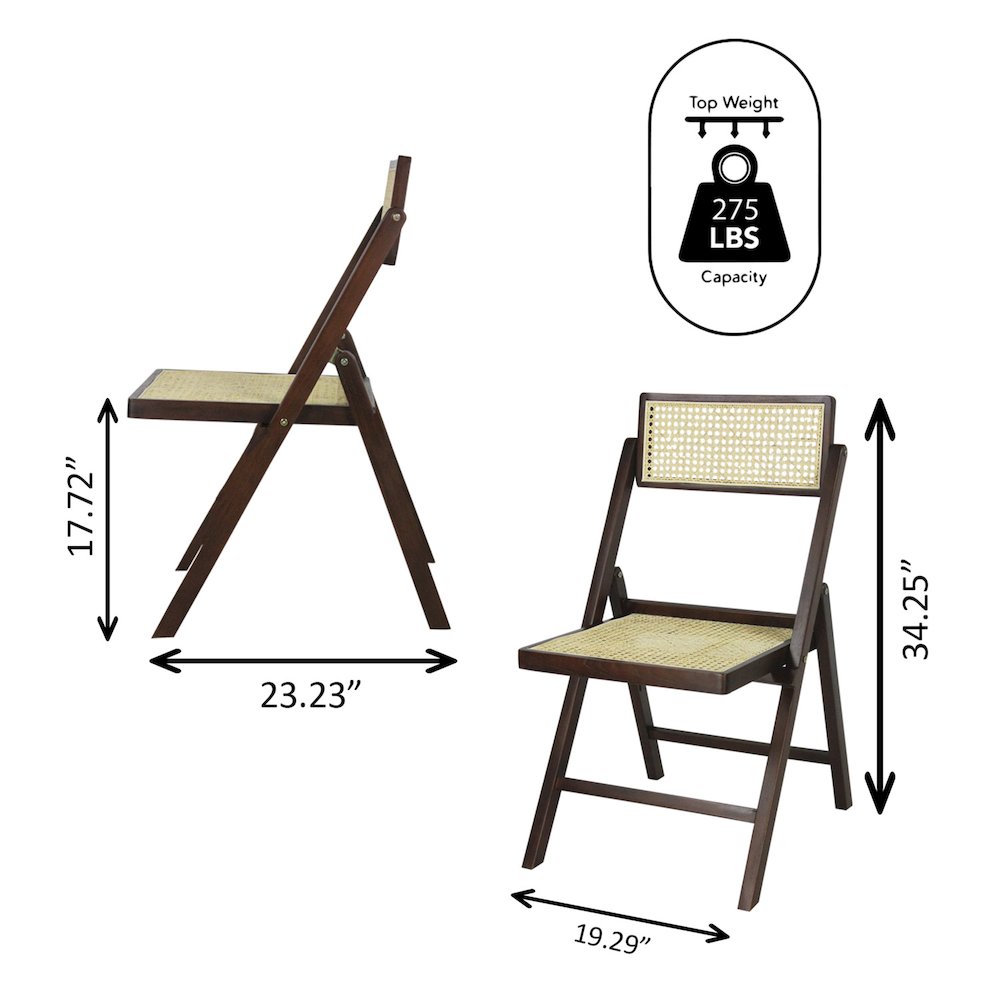 Theo Mid-Century Vintage Wood Rattan Folding Chair With Adjustable Back. Picture 4