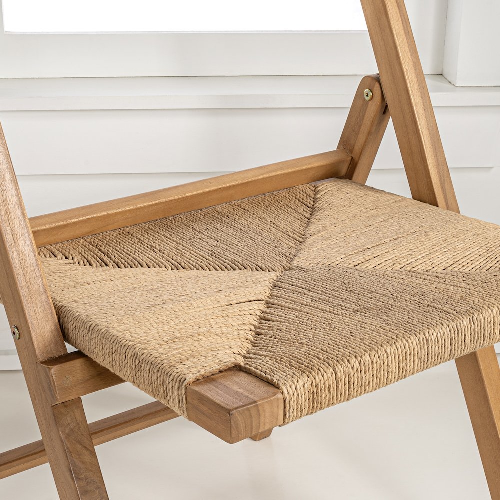 Kiawah Coastal Woven Seagrass and Natural Teak Wood Folding Chair. Picture 3