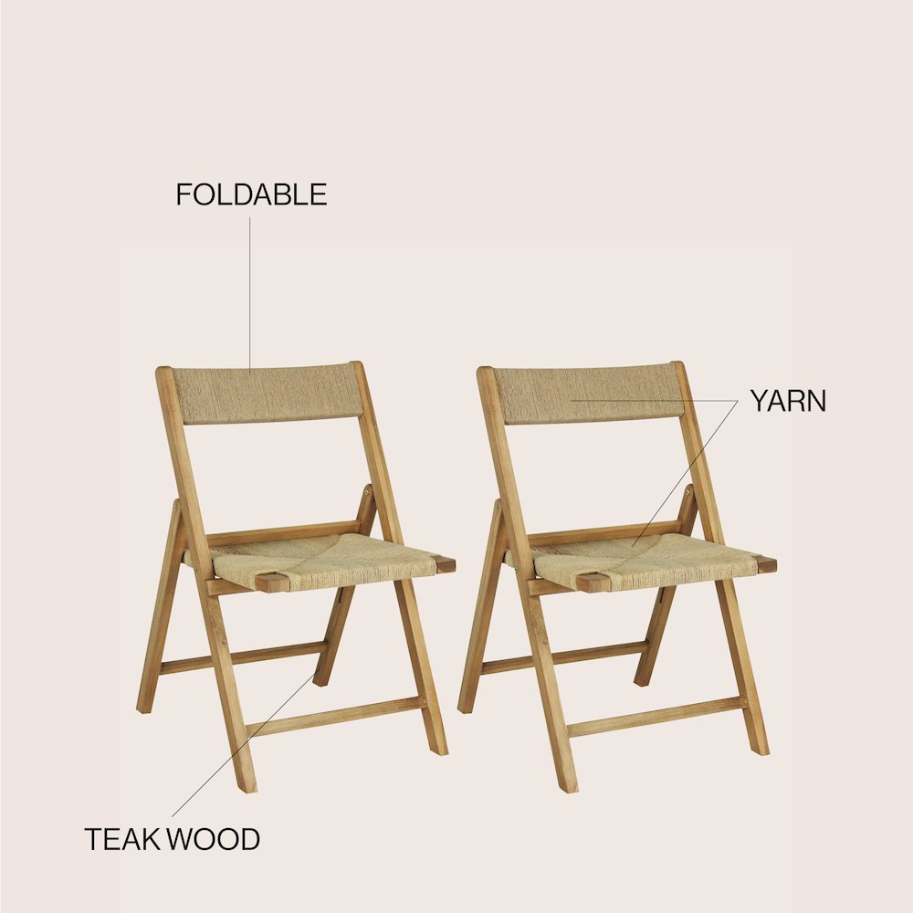 Kiawah Coastal Woven Seagrass and Natural Teak Wood Folding Chair. Picture 5
