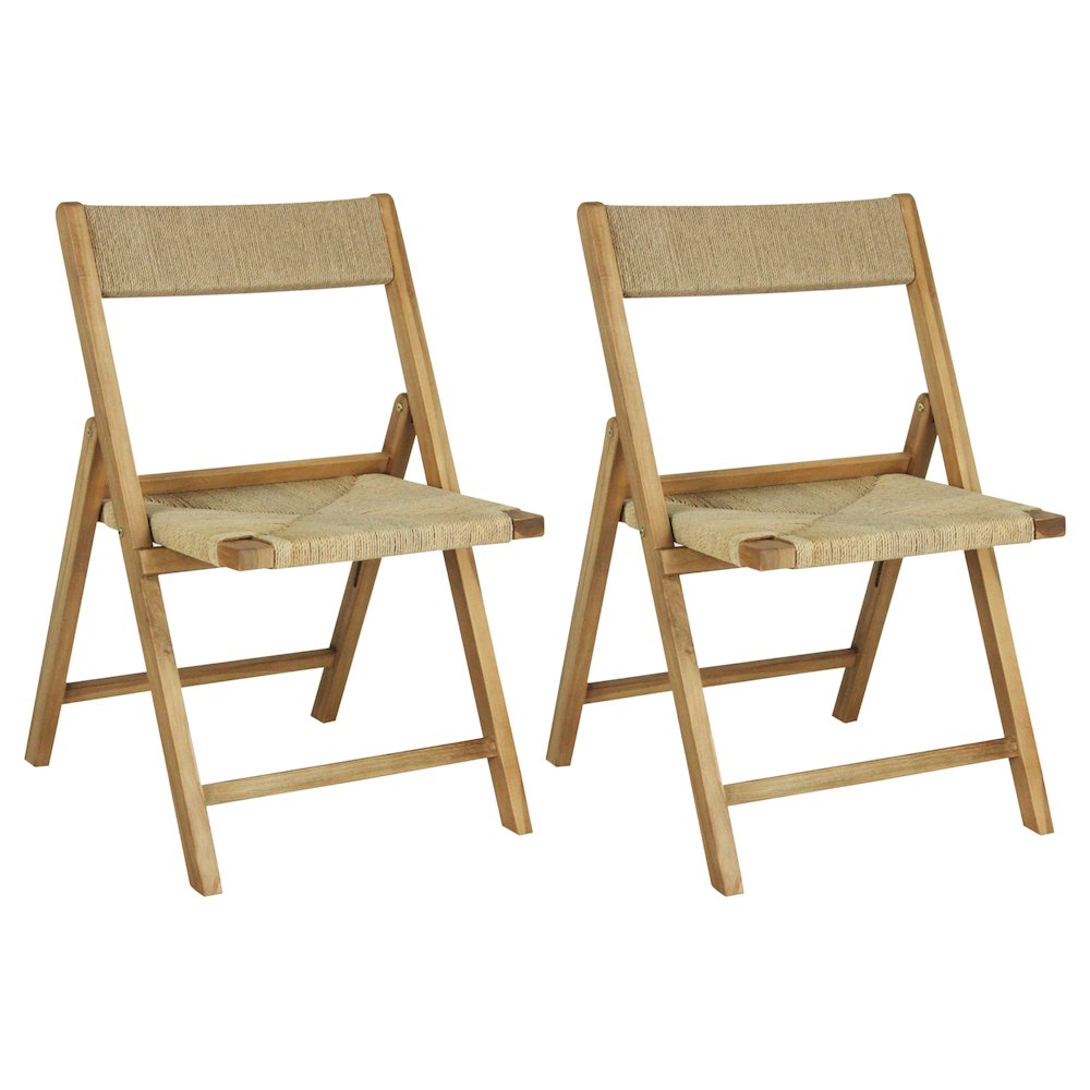 Kiawah Coastal Woven Seagrass and Natural Teak Wood Folding Chair. Picture 2
