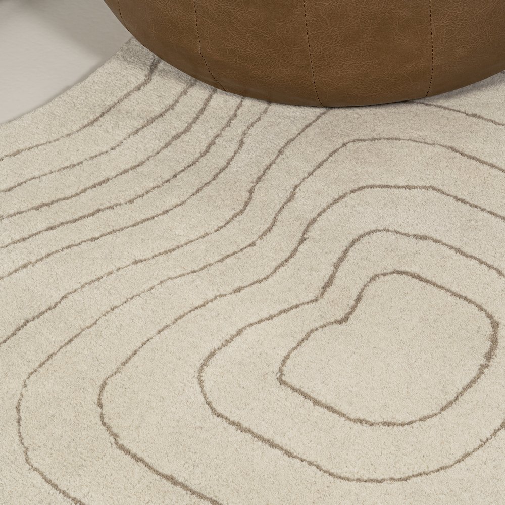 Mosaic Coastal Geometric Border Handwoven Wool Area Rug. Picture 4