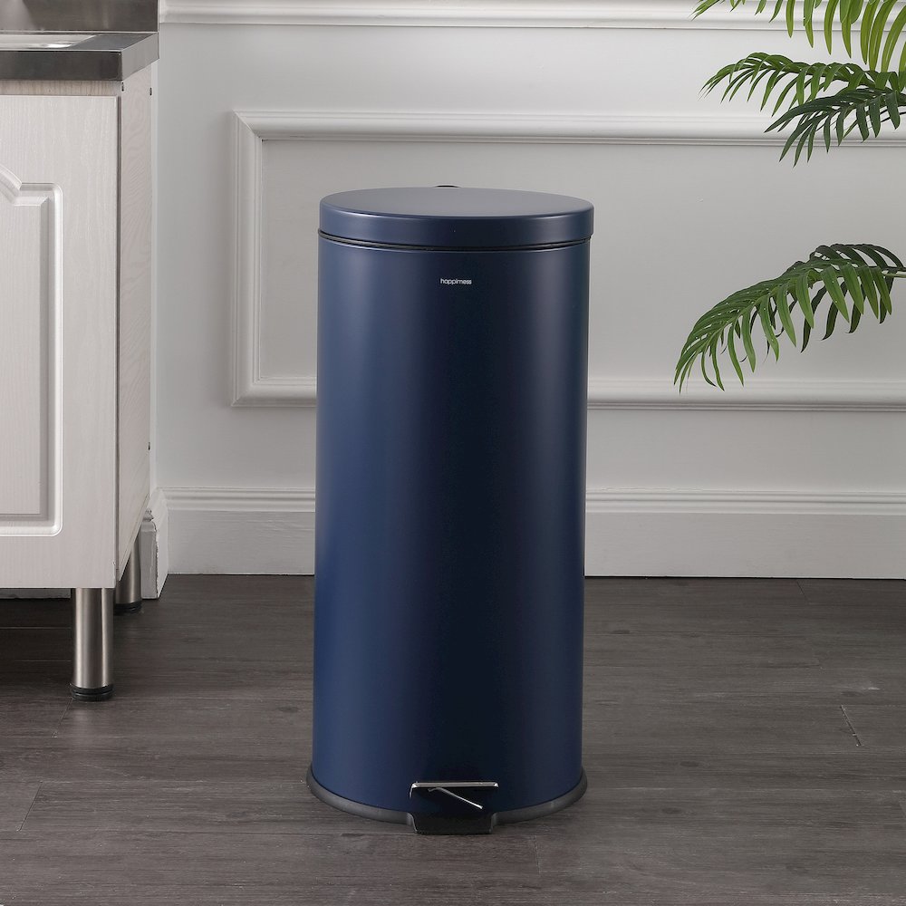 Oscar 8-Gallon Step-Open Trash Can with FREE Mini Trash Can, Denim Blue. Picture 2