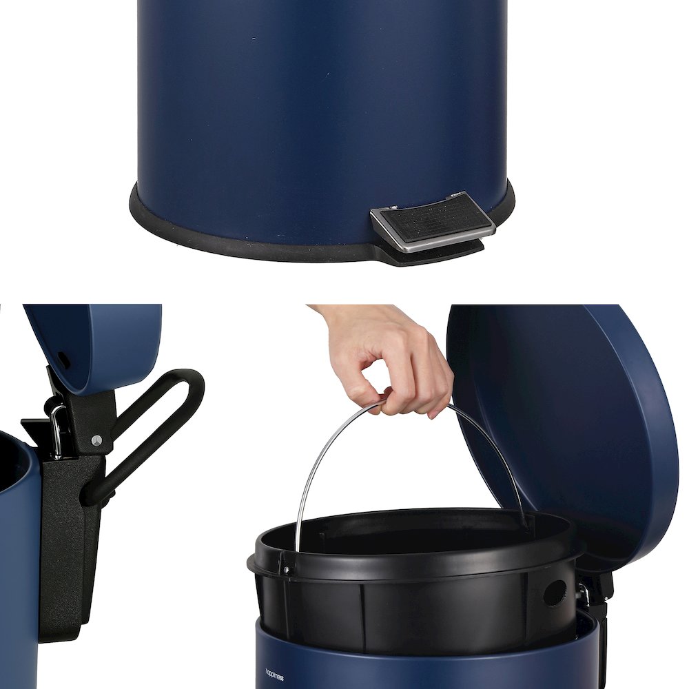 Oscar 8-Gallon Step-Open Trash Can with FREE Mini Trash Can, Denim Blue. Picture 5