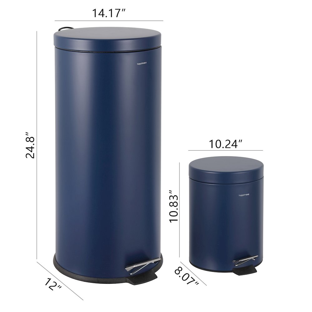 Oscar 8-Gallon Step-Open Trash Can with FREE Mini Trash Can, Denim Blue. Picture 4