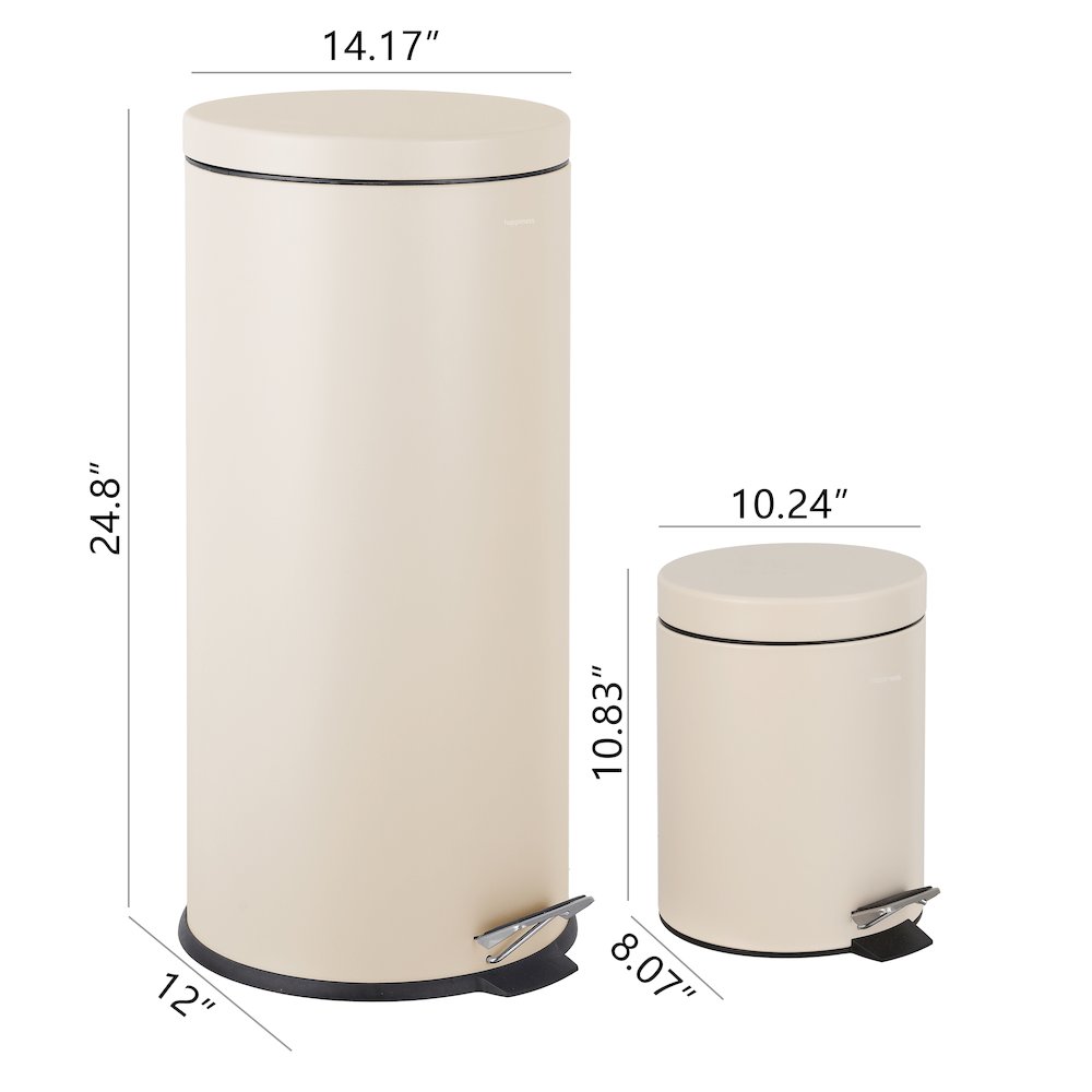 Oscar 8-Gallon Step-Open Trash Can with FREE Mini Trash Can, Limestone Beige. Picture 4