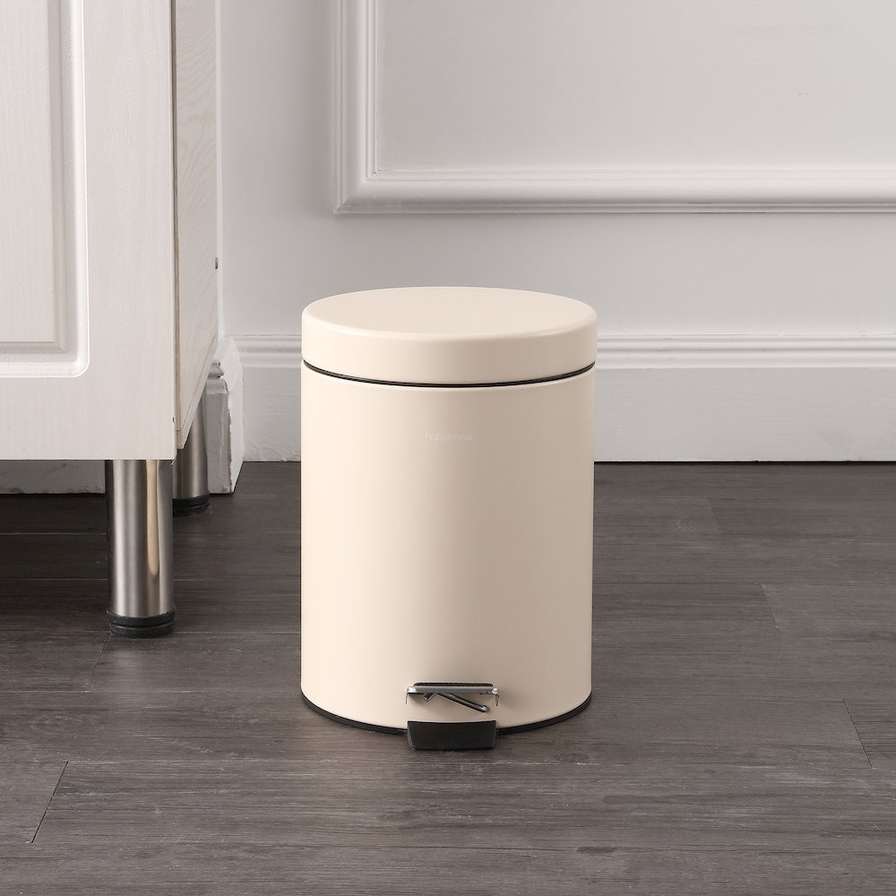 Oscar 8-Gallon Step-Open Trash Can with FREE Mini Trash Can, Limestone Beige. Picture 3