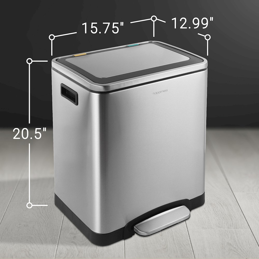 Elmo Rectangular Double Bucket Trash Can With Soft-Close Lid. Picture 11