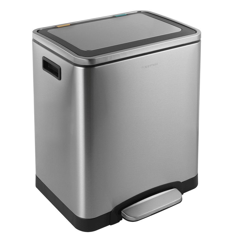 Elmo Rectangular Double Bucket Trash Can With Soft-Close Lid. Picture 2