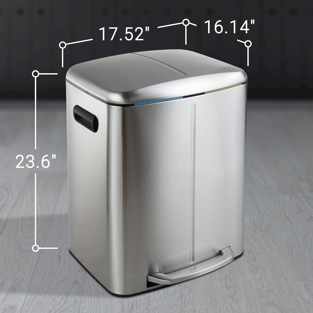 Marco Rectangular Double Bucket Trash Can With Soft-Close Lid. Picture 11