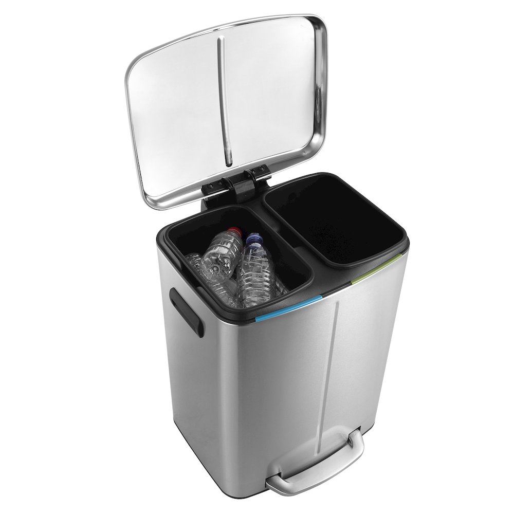 Marco Rectangular Double Bucket Trash Can With Soft-Close Lid. Picture 4