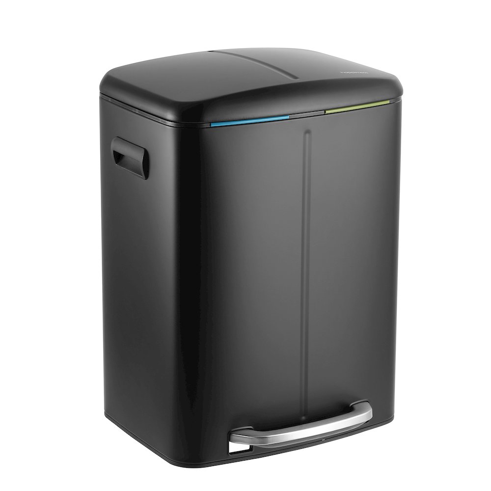 Marco Rectangular Double Bucket Trash Can With Soft-Close Lid. Picture 2