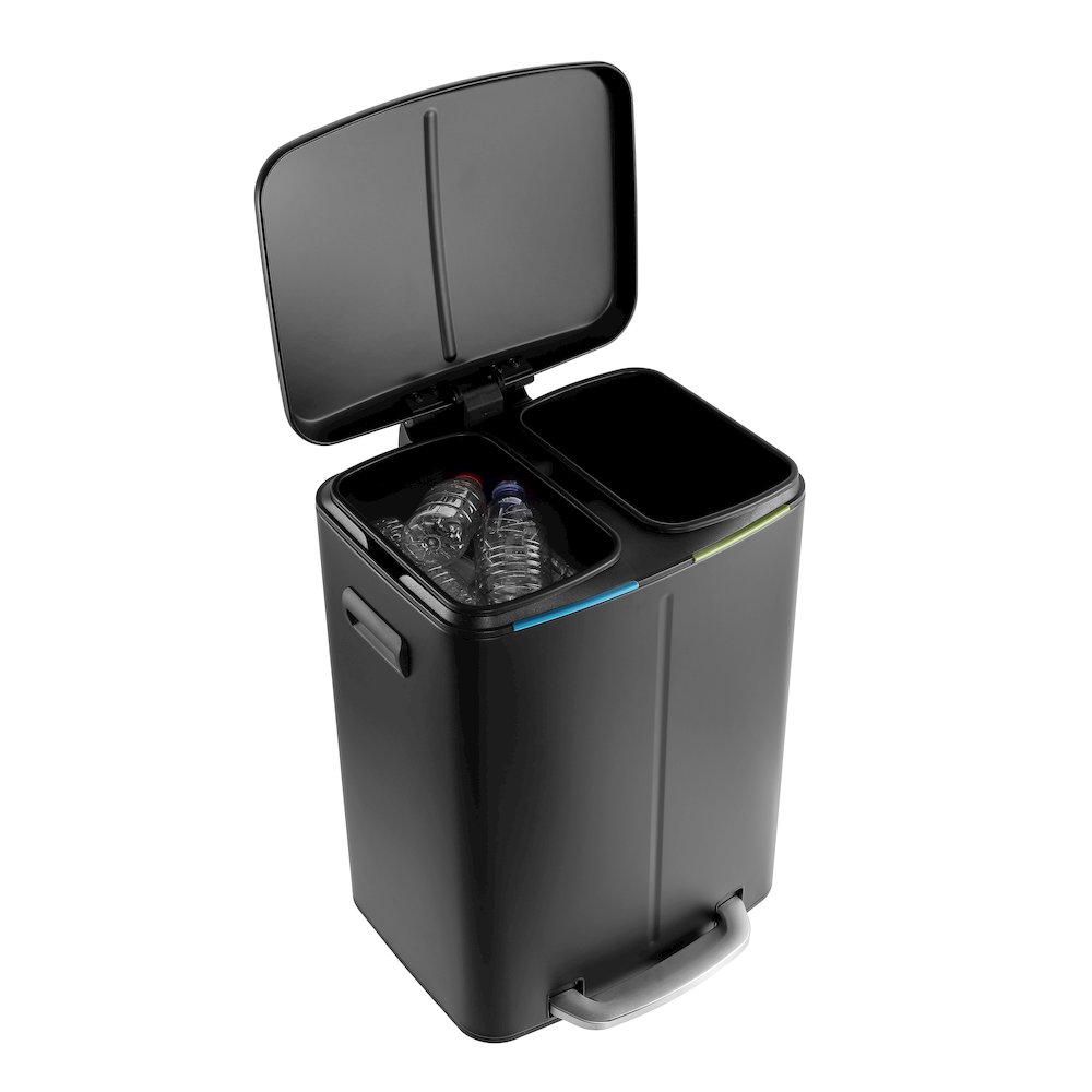 Marco Rectangular Double Bucket Trash Can With Soft-Close Lid. Picture 4