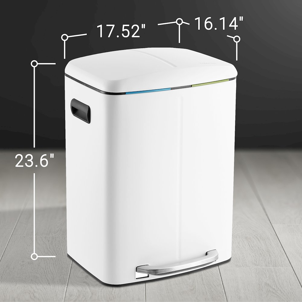Marco Rectangular Double Bucket Trash Can With Soft-Close Lid. Picture 11