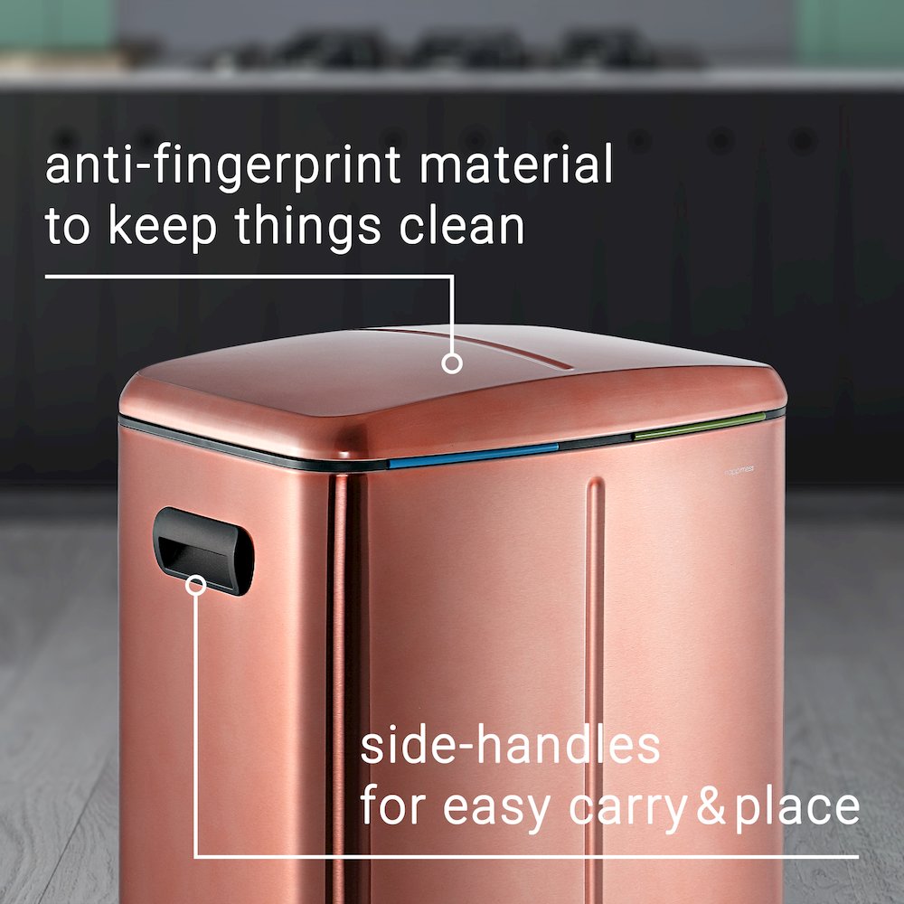Marco Rectangular Double Bucket Trash Can With Soft-Close Lid. Picture 7