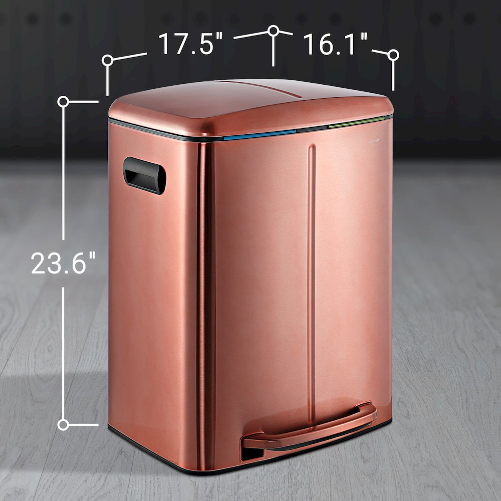 Marco Rectangular Double Bucket Trash Can With Soft-Close Lid. Picture 8