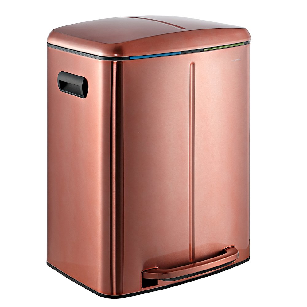 Marco Rectangular Double Bucket Trash Can With Soft-Close Lid. Picture 2