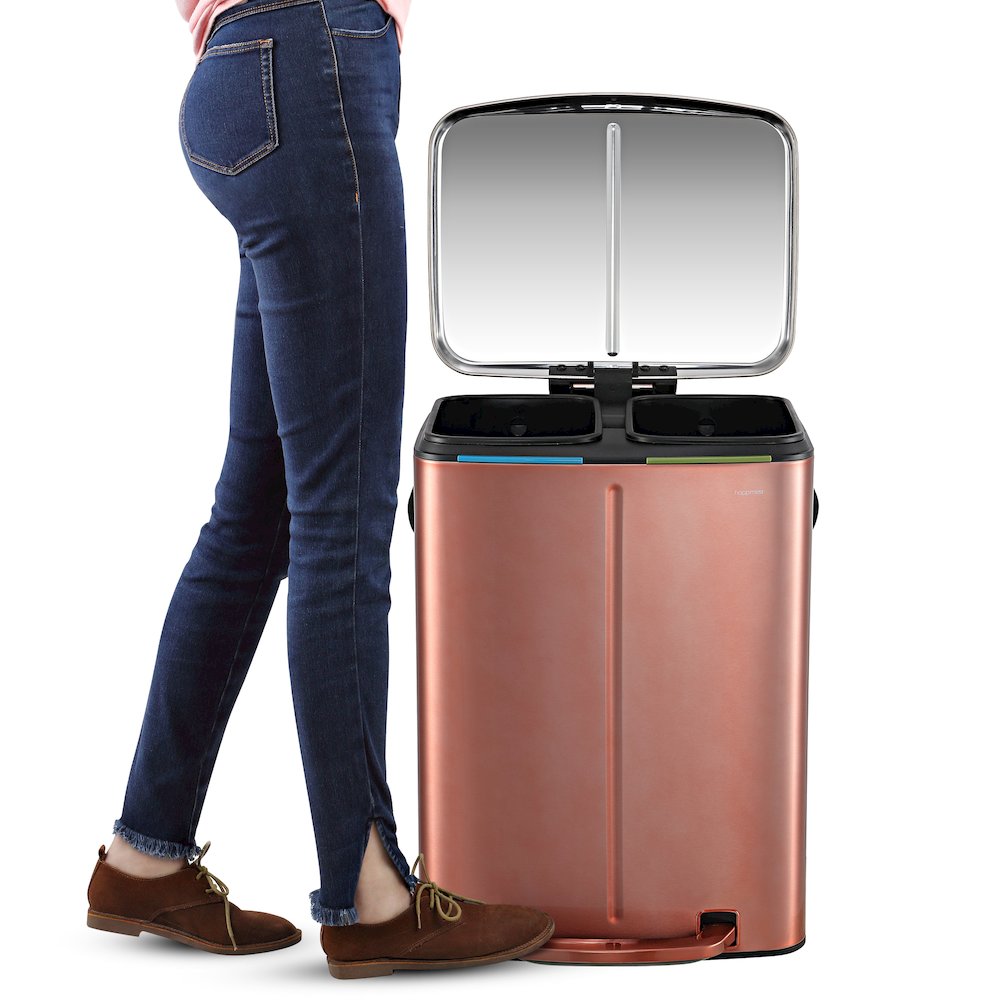 Marco Rectangular Double Bucket Trash Can With Soft-Close Lid. Picture 4