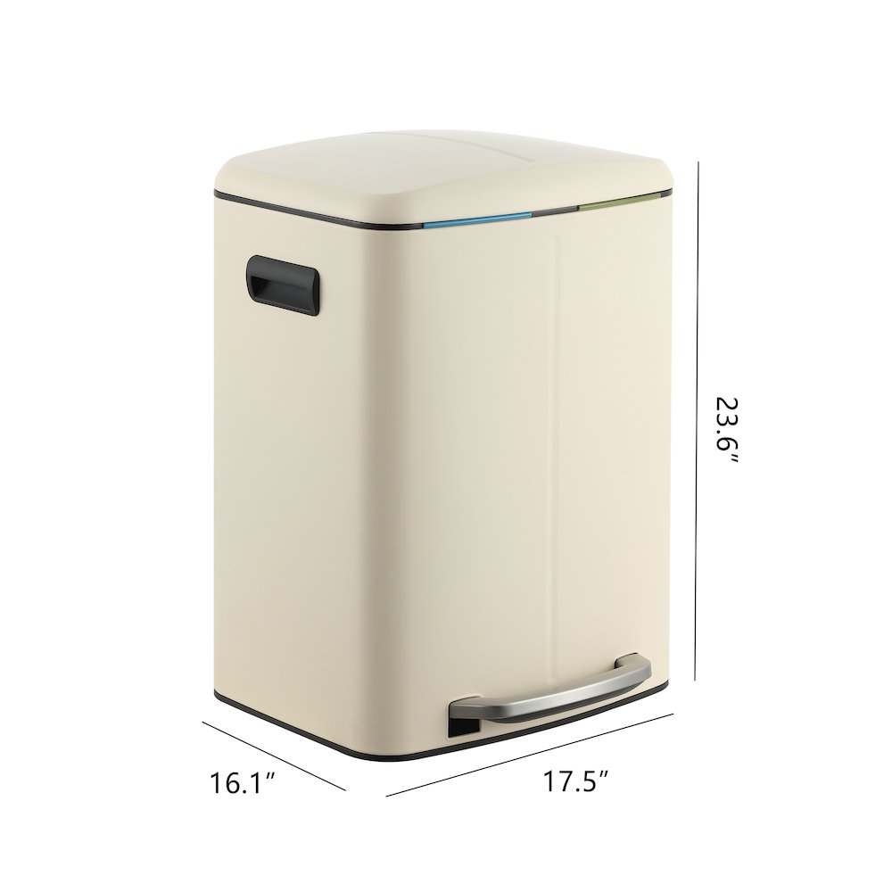Marco Rectangular Double Bucket Trash Can With Soft-Close Lid. Picture 2