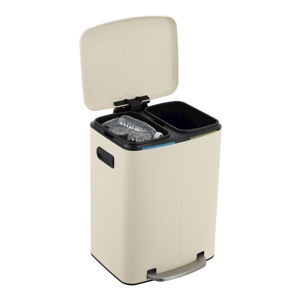 Marco Rectangular Double Bucket Trash Can With Soft-Close Lid. Picture 1