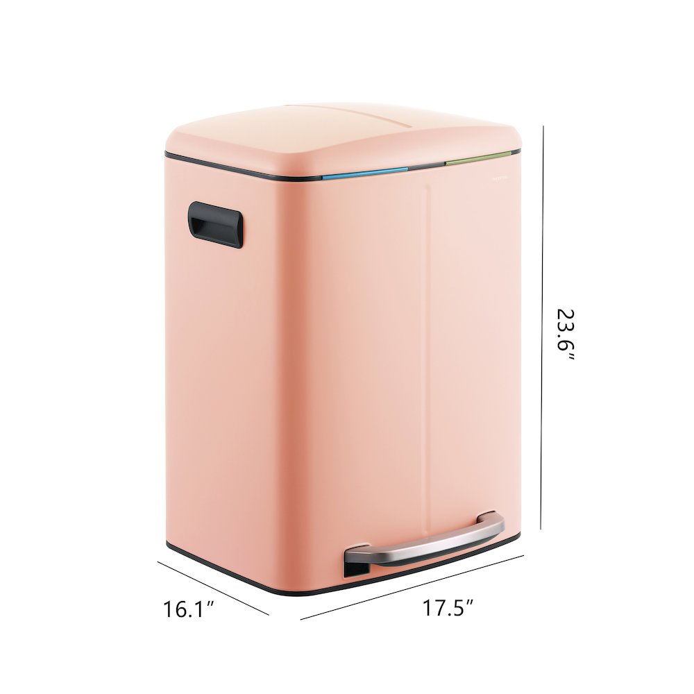 Marco Rectangular Double Bucket Trash Can with Soft-Close Lid. Picture 4