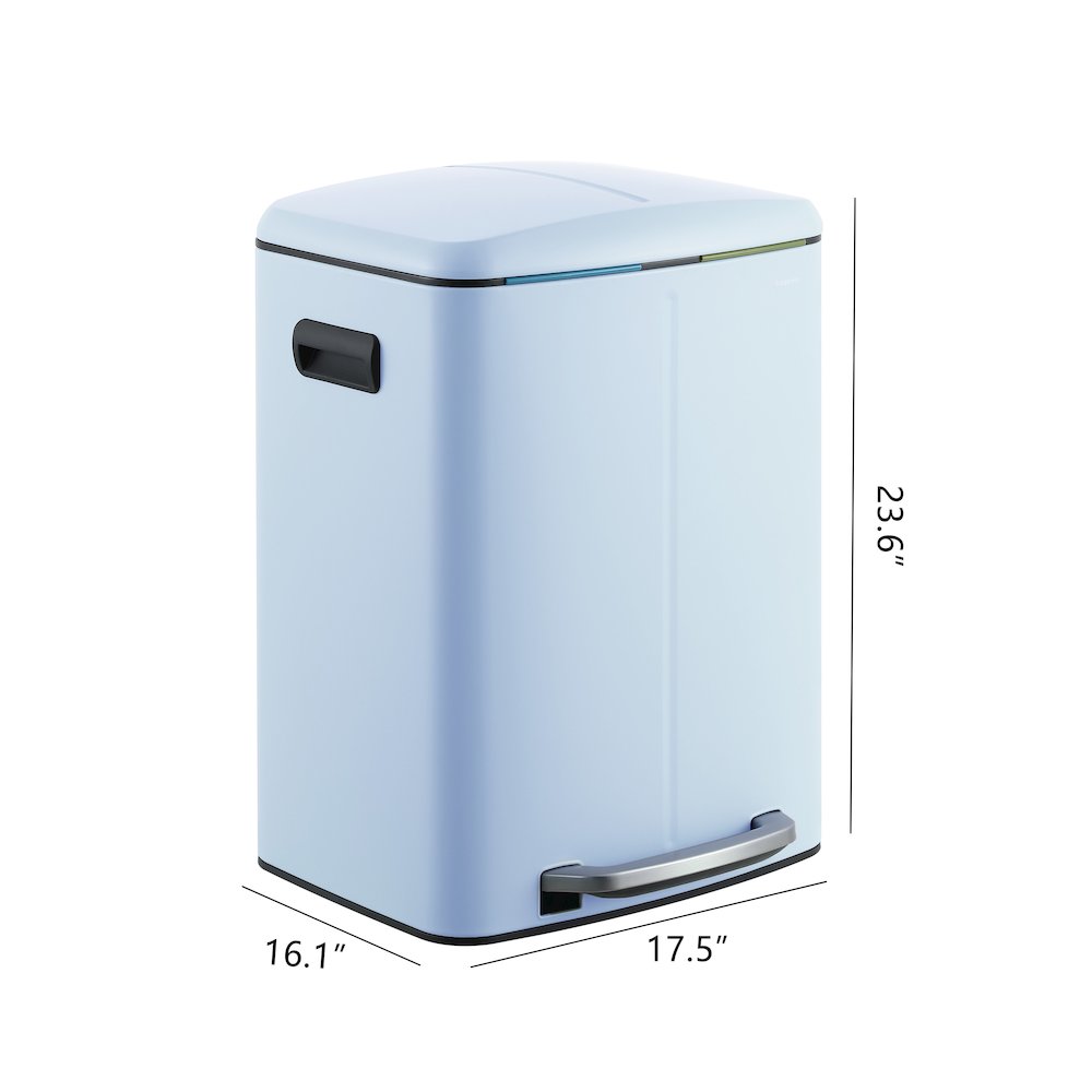 Marco Rectangular Double Bucket Trash Can with Soft-Close Lid. Picture 4