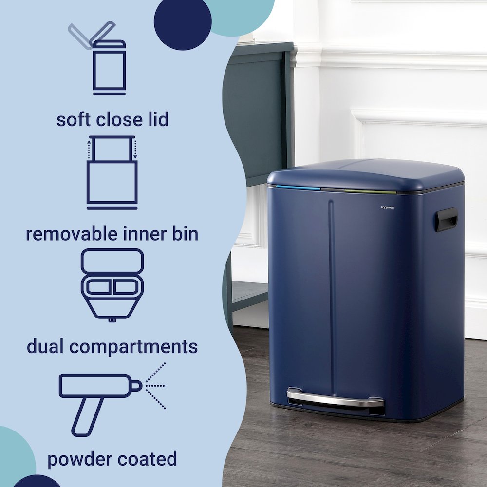 Marco Rectangular Double Bucket Trash Can with Soft-Close Lid. Picture 3