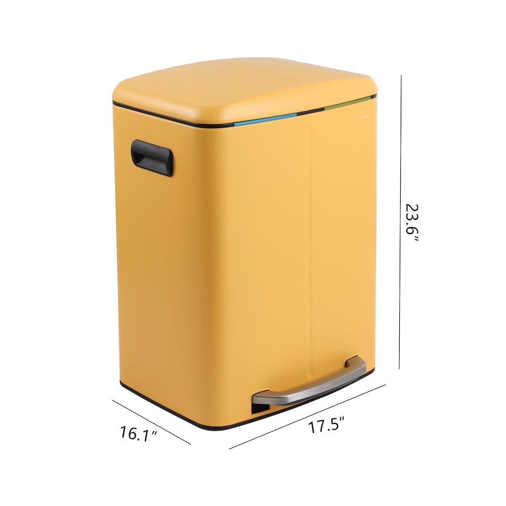 Marco Rectangular Double Bucket Trash Can with Soft-Close Lid. Picture 1