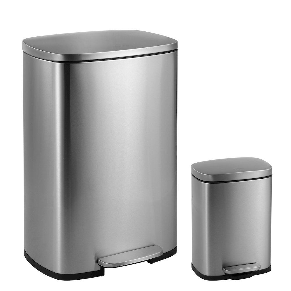 Connor Rectangular Trash Can With Soft-Close Lid And Mini Trash Can. Picture 3