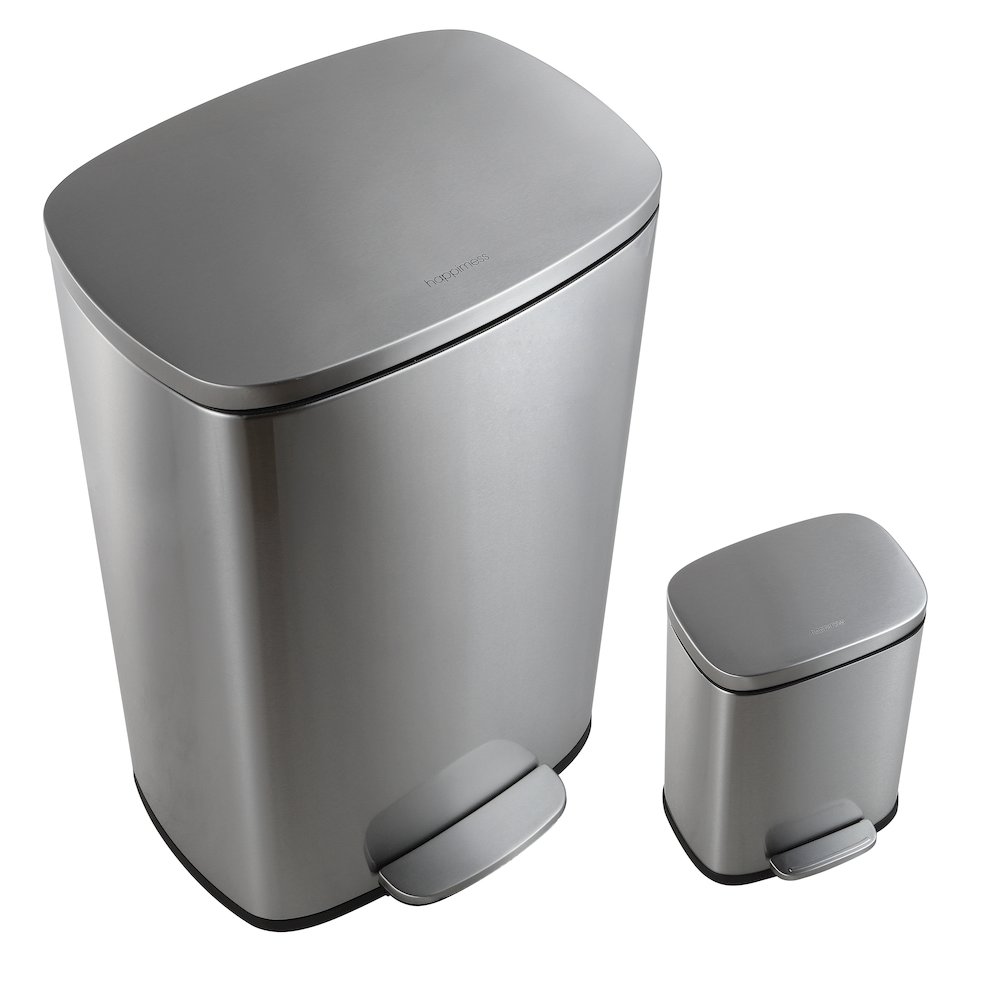 Connor Rectangular Trash Can With Soft-Close Lid And Mini Trash Can. Picture 4