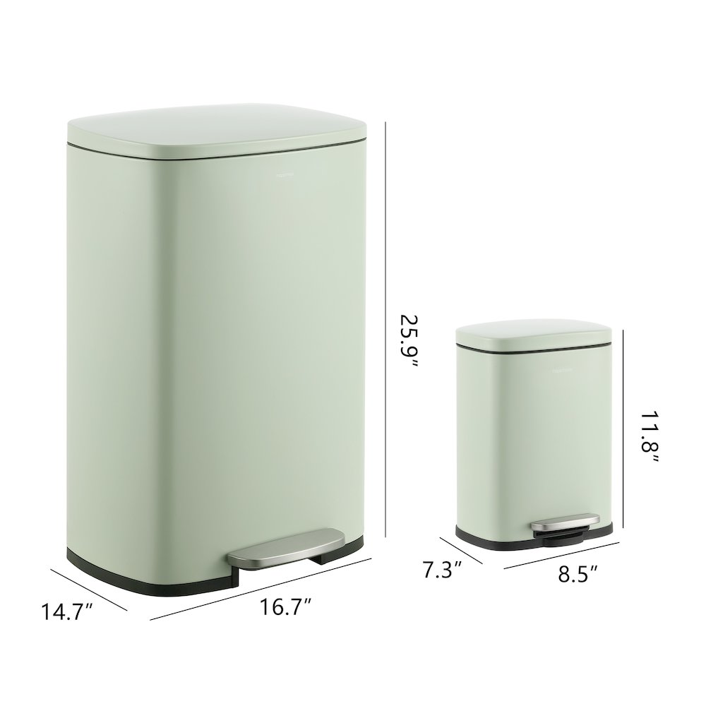 Connor Rectangular Trash Can With Soft-Close Lid And Free Mini Trash Can. Picture 5