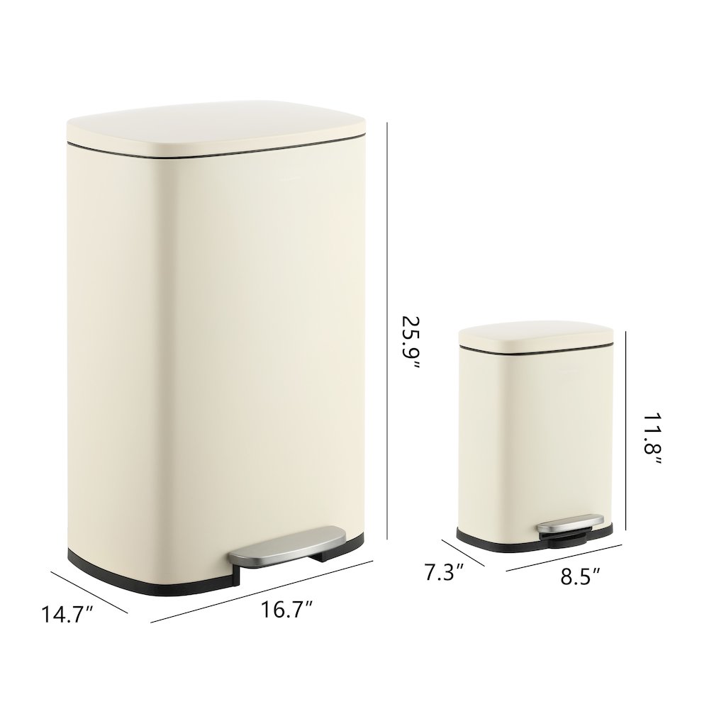 Connor Rectangular Trash Can With Soft-Close Lid And Free Mini Trash Can. Picture 5