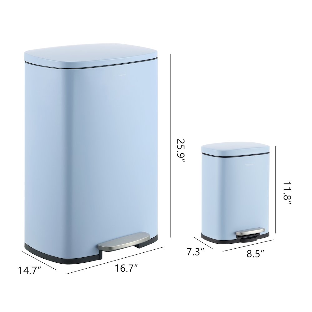 Connor Rectangular Trash Can With Soft-Close Lid And Free Mini Trash Can. Picture 5