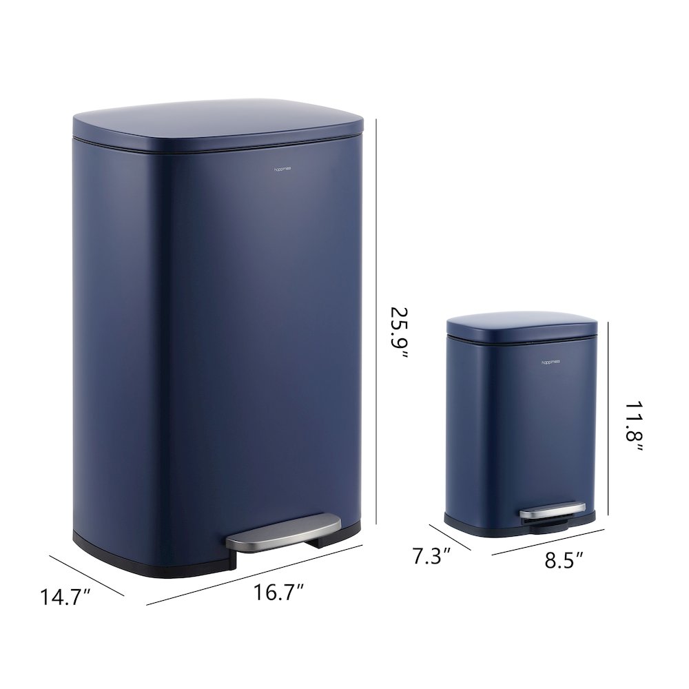 Connor Rectangular Trash Can With Soft-Close Lid And Free Mini Trash Can. Picture 5