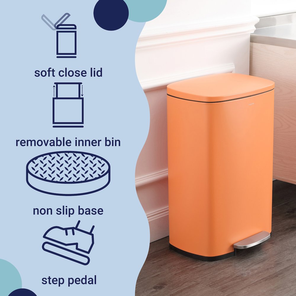 Connor Rectangular Trash Can with Soft-Close Lid and FREE Mini Trash Can. Picture 5