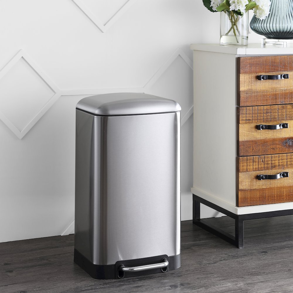 Ashley Rectangular Trash Can With Soft-Close Lid With Mini Trash Can. Picture 1