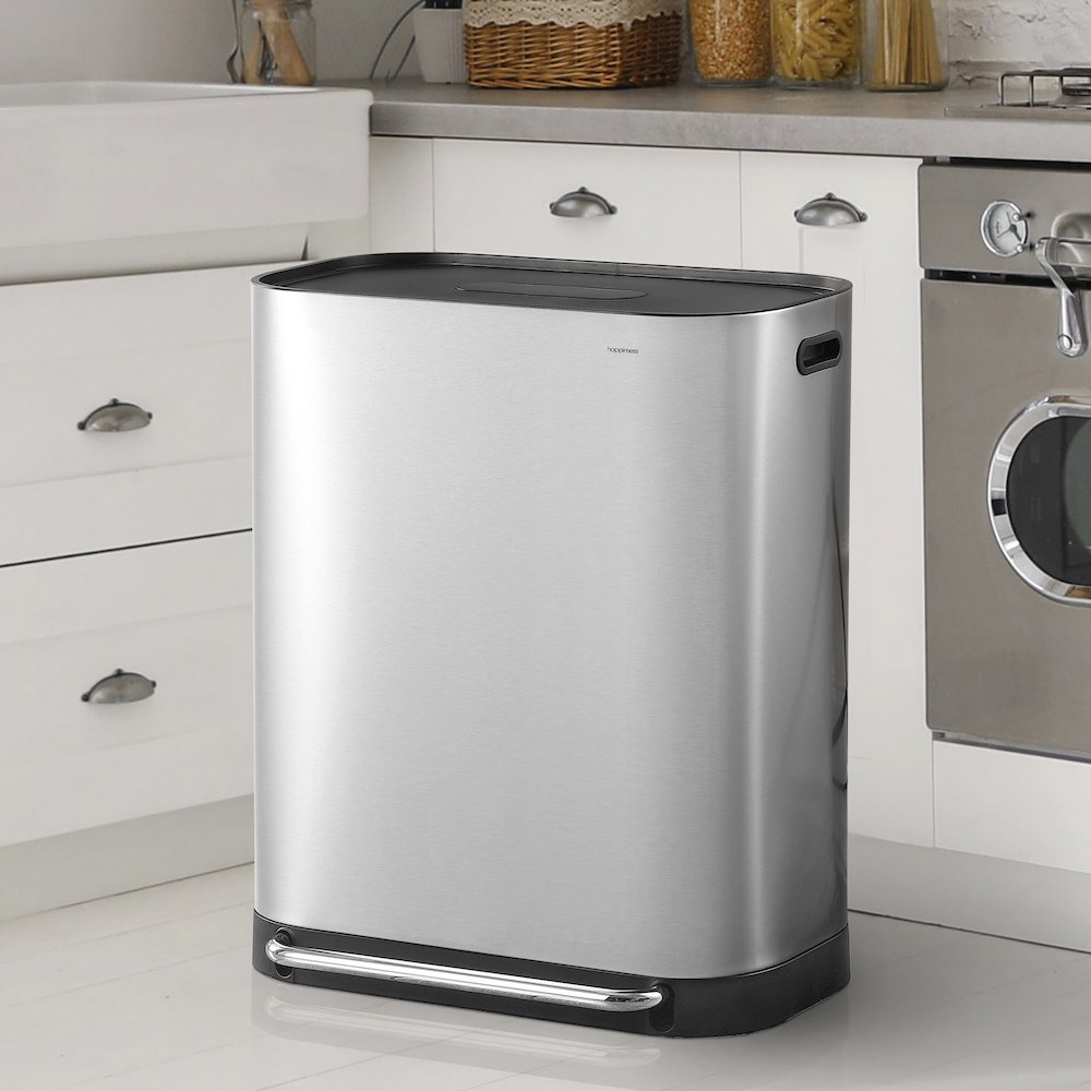 Beni Kitchen Trash/Recycling Double-Bucket Step-Open Trash Can With Liners. Picture 2