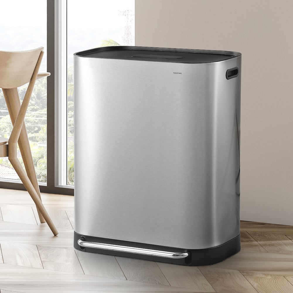 Beni Kitchen Trash/Recycling Double-Bucket Step-Open Trash Can With Liners. Picture 17