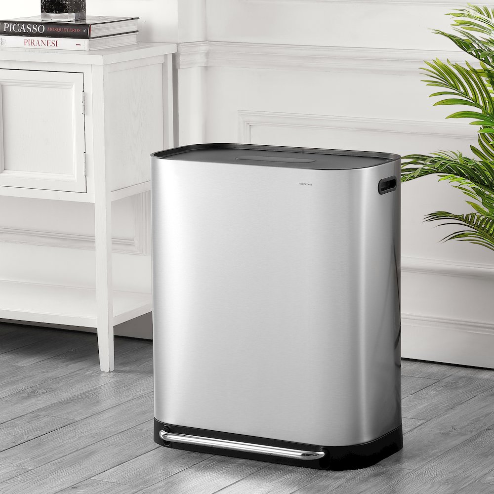 Beni Kitchen Trash/Recycling Double-Bucket Step-Open Trash Can With Liners. Picture 1