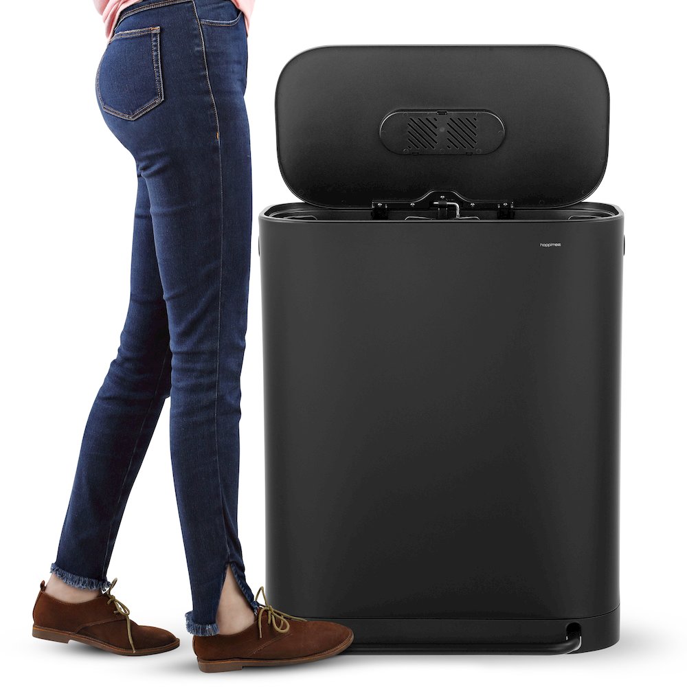 Beni Kitchen Trash/Recycling Double-Bucket Step-Open Trash Can (Liners NOT included). Picture 6