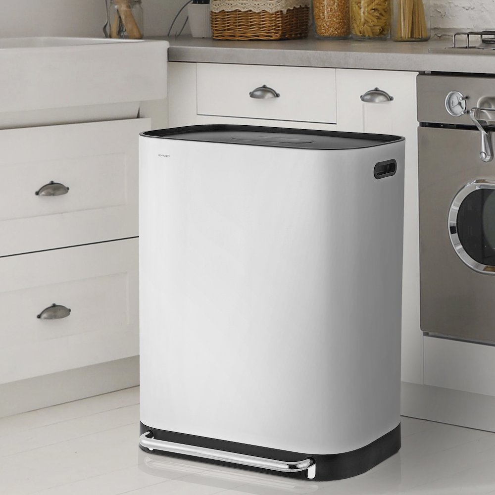 Beni Kitchen Trash/Recycling Double-Bucket Step-Open Trash Can With Liners. Picture 2